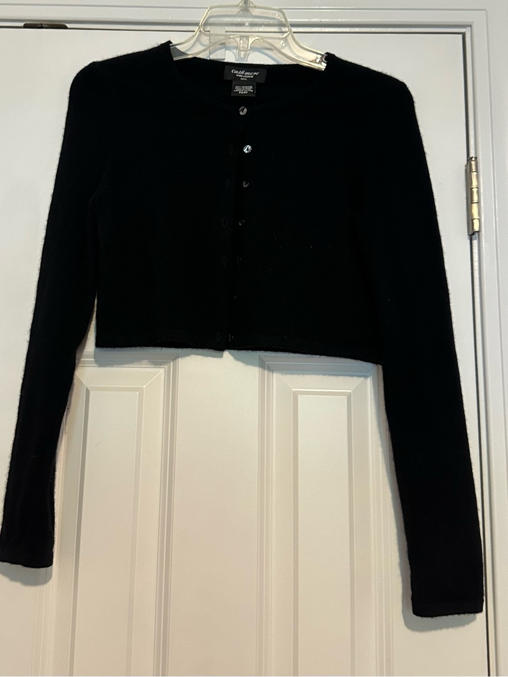 Lord & Taylor 100% Cashmere Black Cropped Cardigan Sweater PS